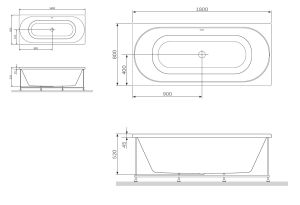 Акриловая ванна Am.pm Bliss L W53A-180-080W-ARB 180x80 см