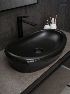 Раковина Gid Bm777 53357 накладная черная матовая 60x39x13.5 Раковина Gid Bm777 53357 накладная черная матовая 60x39x13.5