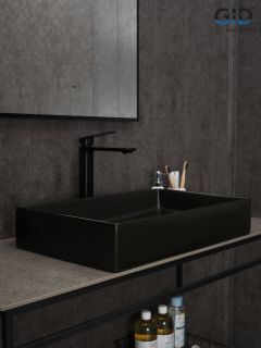 Раковина Gid Bm9496 53363 накладная черная матовая 60.5x37x11 Раковина Gid Bm9496 53363 накладная черная матовая 60.5x37x11