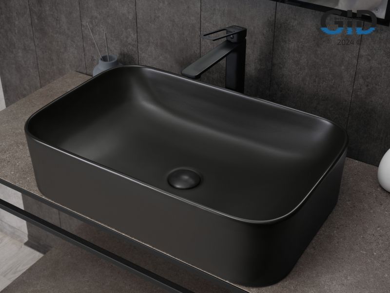 Раковина Gid Bm9599 53366 накладная черная матовая 61x38x15 Раковина Gid Bm9599 53366 накладная черная матовая 61x38x15