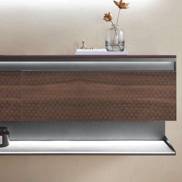 Комплект мебели для ванной Black&White Gravity V-2440 Unihopper drawers Ar.stone 2-hole mirror LED Anti-fog