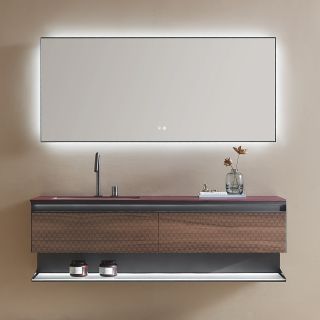 Комплект мебели для ванной Black&White Gravity V-2440 Unihopper drawers Ar.stone 2-hole mirror LED Anti-fog