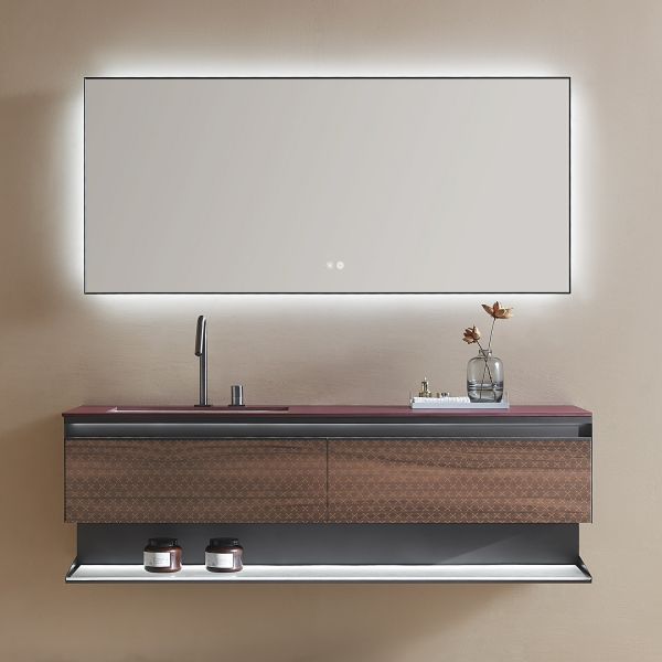 Комплект мебели для ванной Black&White Gravity V-2440 Unihopper drawers Ar.stone 2-hole mirror LED Anti-fog