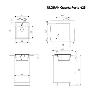 Кухонная мойка Ulgran Quartz Forte 425-03 десерт Кухонная мойка Ulgran Quartz Forte 425-03 десерт