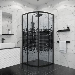 Душевой уголок Niagara Eco NG-1003-14BLACK 80x80 см профиль чёрный стекло мозаика