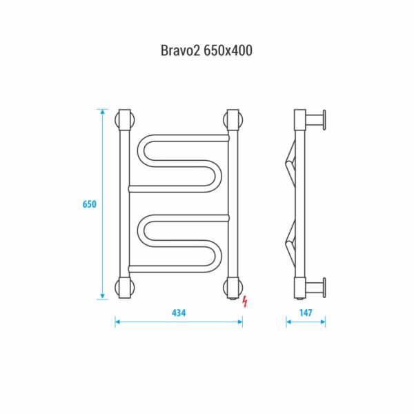 Полотенцесушитель Energy Bravo2 65x40 хром электрический