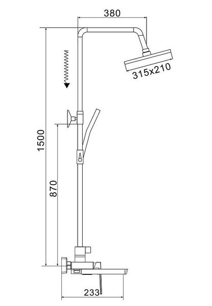 Душевая стойка Rose R1836T пепельный