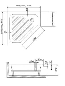 Поддон для душа RGW BT/CL-S 900х900х270