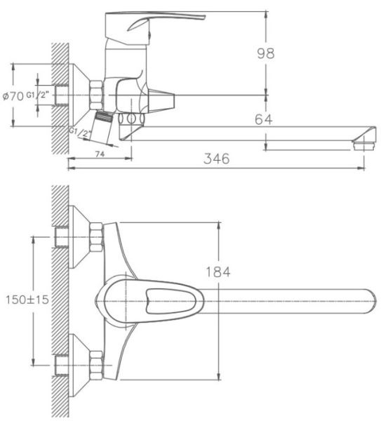 Смеситель для ванны Haiba HB2265 хром