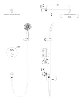 Душевой комплект Wonzon & Woghand Stick WW-88929010-RG с термостатом розовое золото