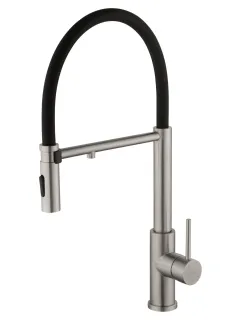 Смеситель для кухни Wonzon & Woghand WW-458027-BN с гибким изливом и подключением фильтра никель брашированный