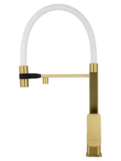 Смеситель для кухни Wonzon & Woghand WW-88458012-BG（MW) с гибким изливом и подключением фильтра брашированное золото