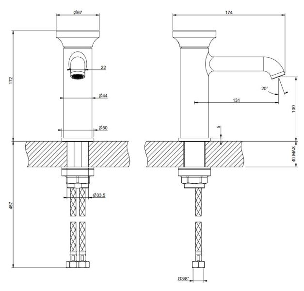 Смеситель для раковины Gessi Origini 66002.706 чёрный