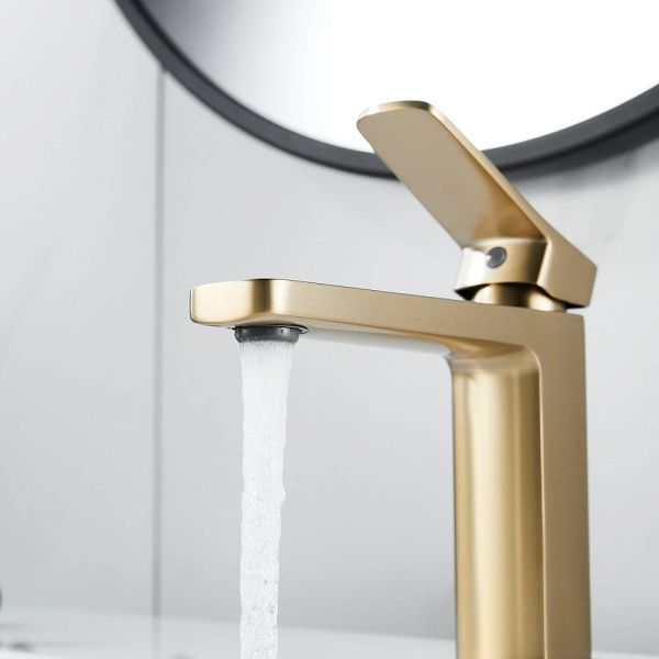 Смеситель для раковины Shevanik S9901G золотой сатин