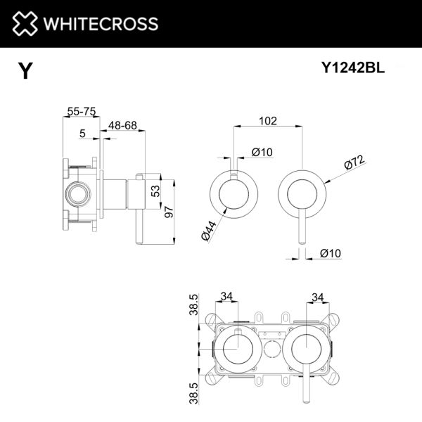 Смеситель скрытого монтажа на 2 потребителя WHITECROSS Y Y1242CR хром