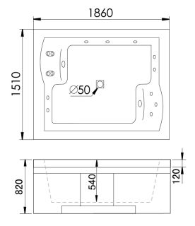 Акриловая ванна Gemy G9052 II B R 186x151x82 Акриловая ванна Gemy G9052 II B R 186x151x82