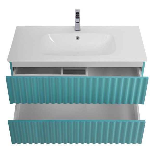 Тумба под раковину ArtMax Elegant AM-ELEGANT-1000-2C-SO-MM-LED 100 см светло-зелёный матовый