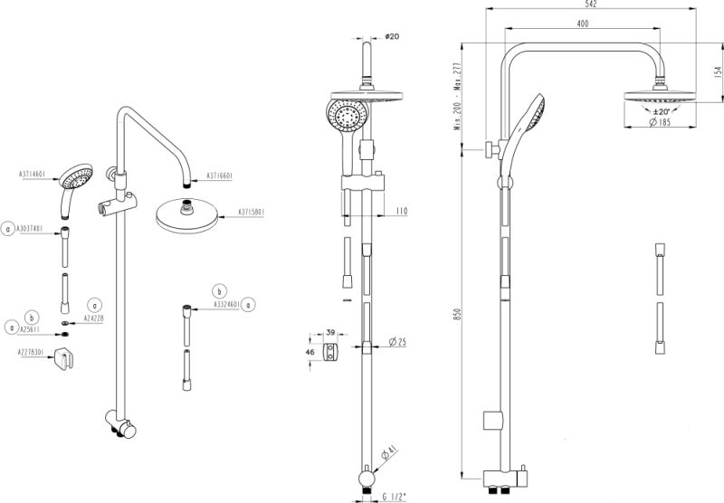 Душевая система VitrA System Rain A45597EXP