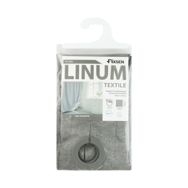 Шторка для ванной серая Fixsen Linum (FX-1535K)