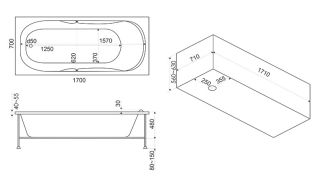 Акриловая ванна Bas Нептун Standart 170x70 Акриловая ванна Bas Нептун Standart 170x70