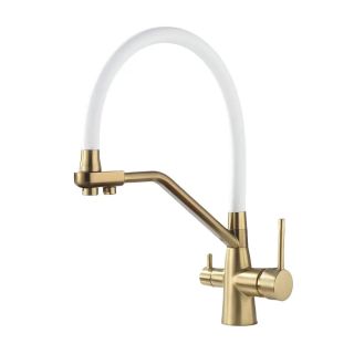 Смеситель для кухни с гибким изливом и подключением фильтра Maretti Eleganza GOLD ENG31RGF13, золотой сатин Смеситель для кухни с гибким изливом и подключением фильтра Maretti Eleganza GOLD ENG31RGF13, золотой сатин