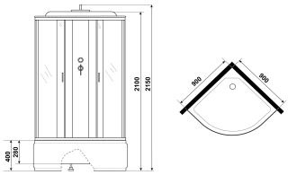 Душевая кабина Niagara NG-6508-14G с гидромассажем 90x90см чёрный/тонированное