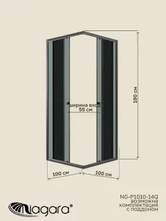 Душевой уголок Niagara Eco NG-1010-14QT 100x100 см профиль чёрный стекло тонированное