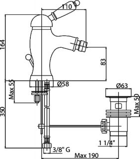 Смеситель для биде однорычажный, хром Cezares ELITE-BSM1-01-Bi