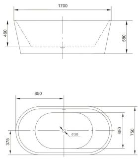 Акриловая ванна Art&Max 170x75см белый AM-203-1700-750