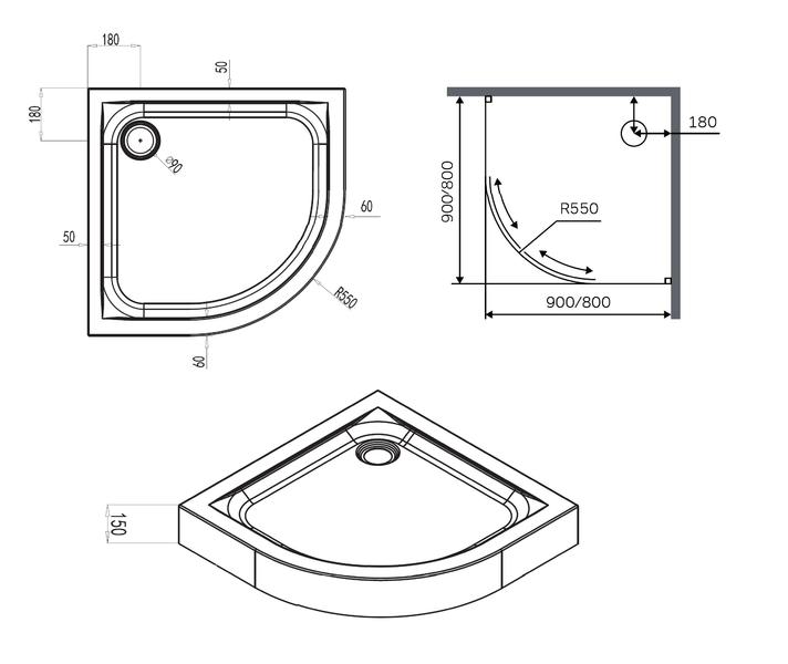 Душевой поддон Am.pm X-Joy W88T-205-090W 90x90