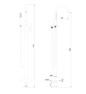 Напольный смеситель для ванны Wonzon & Woghand Stick WW-88649017-MB чёрный матовый