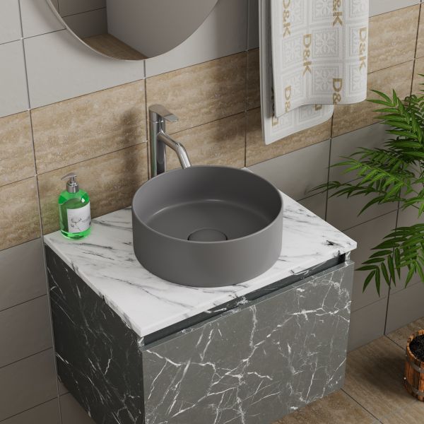 Раковина накладная D&K Matrix DT1391506 35см графит