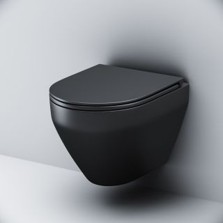 Унитаз подвесной Am.Pm Spirit 2.0  FlashClean с сиденьем микролифт чёрный матовый C701700MBSC Унитаз подвесной Am.Pm Spirit 2.0  FlashClean с сиденьем микролифт чёрный матовый C701700MBSC