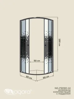 Душевой уголок Niagara Eco NG-1007-14BLACK 90x90 см профиль чёрный стекло мозаика