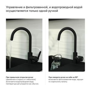 Смеситель для кухни IDDIS Cuba с каналом для фильтрованной воды чёрный матовый CUBBLFJi05