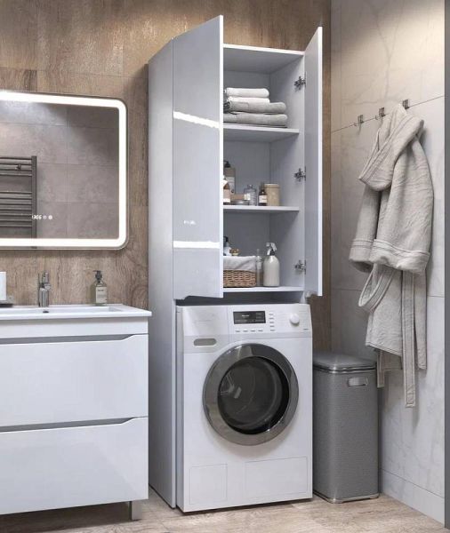 Шкаф над стиральной машиной Vigo Grani 036 поставляется в разобранном виде белый