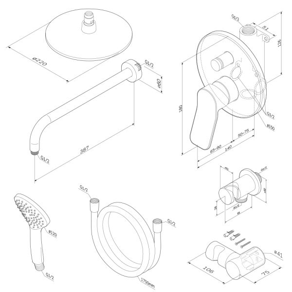 Душевая система Am.Pm X-Joy FB85A1RH02