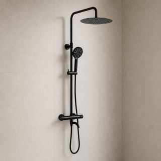 Душевая стойка WasserKRAFT Muritz Thermo 98101.160.339MB с термостатическим смесителем чёрный матовый