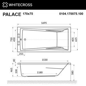 Гидромассажная ванна WHITECROSS Palace 0104.170075.100.SOFT.GL 170x75 см Soft золото