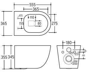Подвесной унитаз Charus Skandenborg Rimless EWC700-125B безободковый чёрный