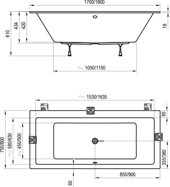 Ванна акриловая Ravak FORMY 01 SLIM 180x80 C881300000
