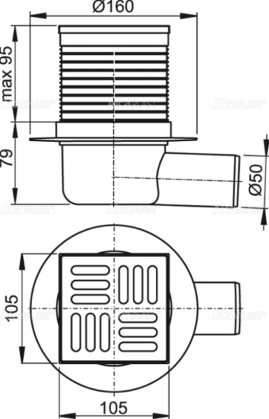 Сливной трап AlcaPlast 102мм мокрый затвор APV1