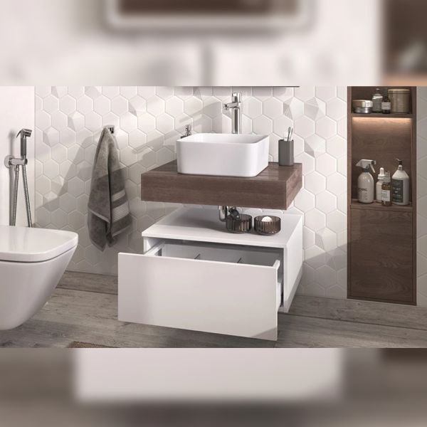 Тумба подвесная без столешницы Velvex Unit tp.UNI.50.1Y белый глянец, 50 см