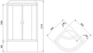 Душевая кабина Royal Bath BK стекло матовое 90x90см RB90BK1-M-CH-EL