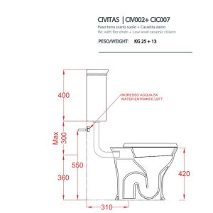 Бачок для унитаза Artceram CIVITAS CIC007 03 00 черный