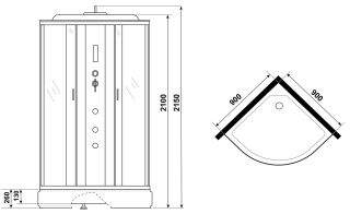 Душевая кабина Niagara NG-3501-14F с гидромассажем 90x90см серебро/тонированное