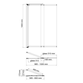 Шторка на ванну WasserKRAFT Dill 61S02-100WS Fixed 100 см профиль чёрный матовый стекло прозрачное