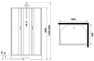 Душевая кабина Niagara NG-43085-14QBKTG с гидромассажем 100x80см серебро/матовое