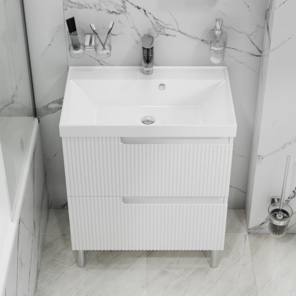 Напольная тумба под раковину Санта Альтаир 700498 70 см белый глянец