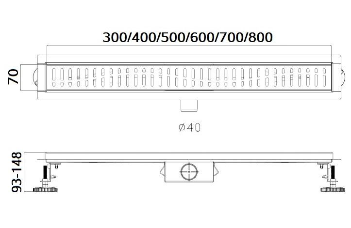 Душевой лоток Haiba HB93400 40см сатин